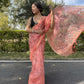 Vamsee Golden Patti Peach Organza Saree - Swadesiicart