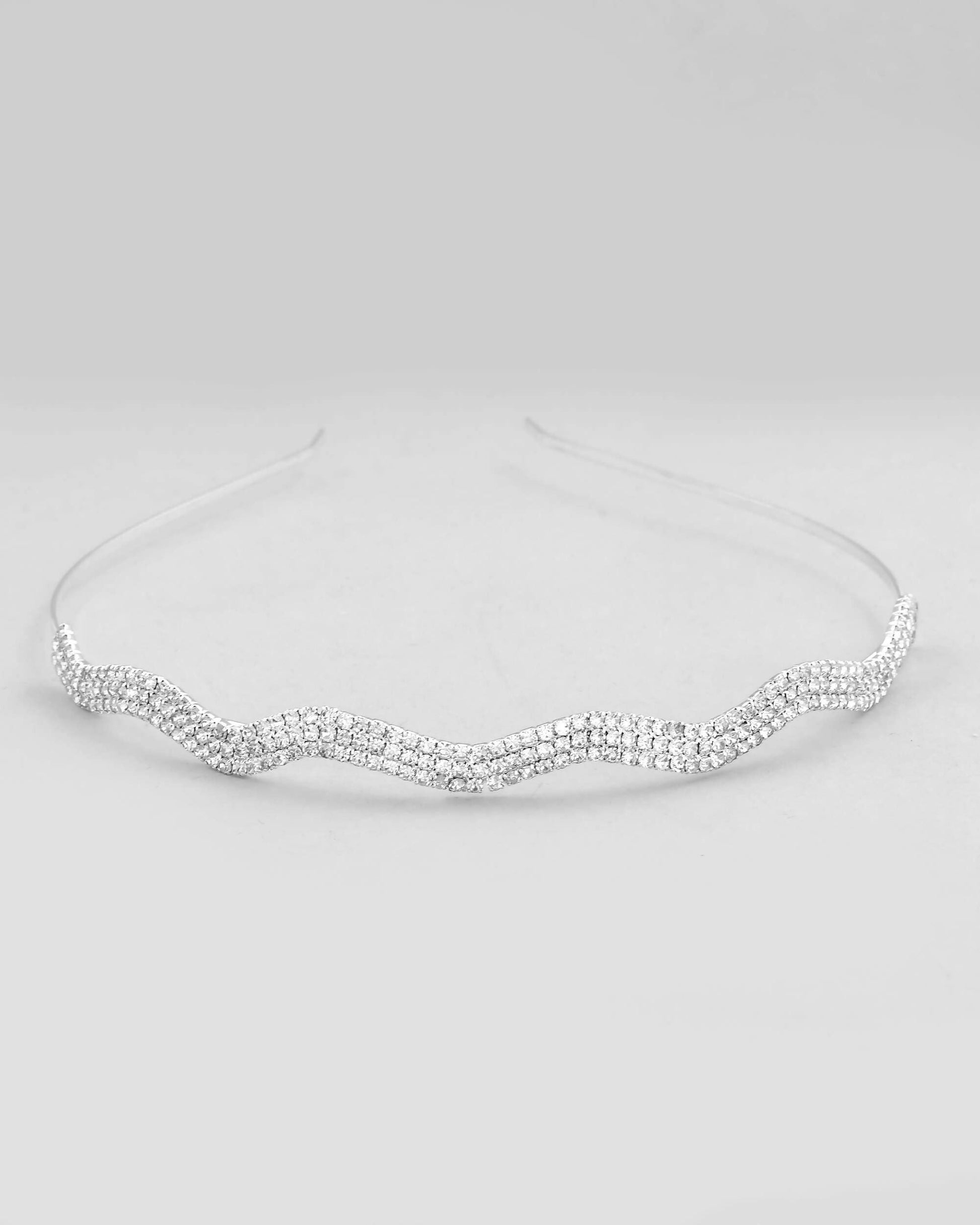VOJ Silver Plated AD Studded Wave Shaped Hairband | Swadesiicart