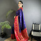 Joban Fashion Navy Blue Banarasi Soft Silk Woven Butti Saree | Swadesiicart
