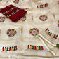 Cream Cotton Blend Warli Saree with Unstitched Blouse - Hiral Fashion | Swadesiicart