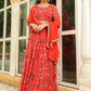 Janasya Red Georgette Floral Lehenga Choli Dupatta | Swadesiicart