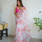 Vamsee Ramya White Organza Saree - Swadesiicart