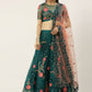 House of Panchhi Teal Net Semi stitched Coding, Sequins and Saroski Stone Work Lehenga Choli | Swadesiicart