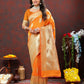 Lorenvalley Fashion Orange Soft Silk Woven Design Gold Zari Weaving Saree - Swadesiicart