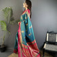 Joban Fashion Teal Banarasi Soft Silk Peacock Butta Work Saree | Swadesiicart
