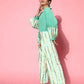 Ahalyaa Women Gorgeous Green Printed Once Upon a Sleeve Jumpsuit - Swadesiicart