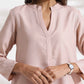 trueBrowns Light Pink Slub Co-ord Set - Swadesiicart