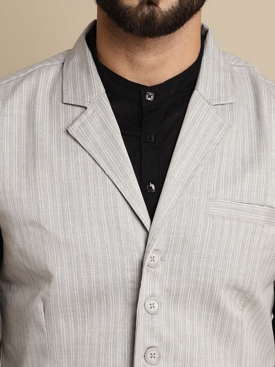 Even Apparels Men's Grey Waistcoat with Notched Lapel | Swadesiicart