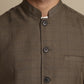 Even Apparels Men's Brown Mandarin Collar Waistcoat | Swadesiicart