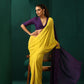 trueBrowns Yellow Purple Muslin Silk Ready to Wear Saree | Swadesiicart