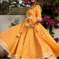 Pomcha Jaipur Mehar Light Brown Hand Block Anarkali Set | Swadesiicart