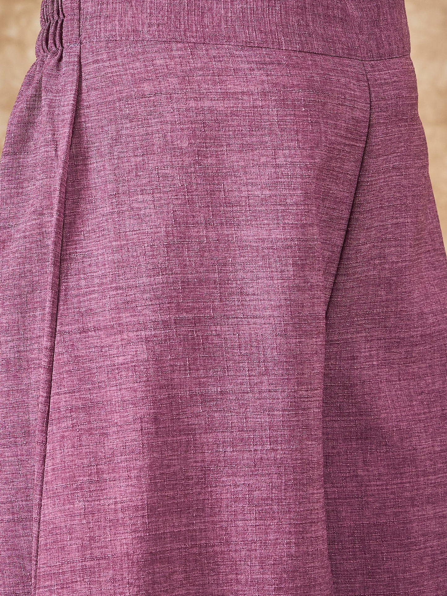 InWeave Dusty Mauve Side Asymmetric Kurta Set - Swadesiicart