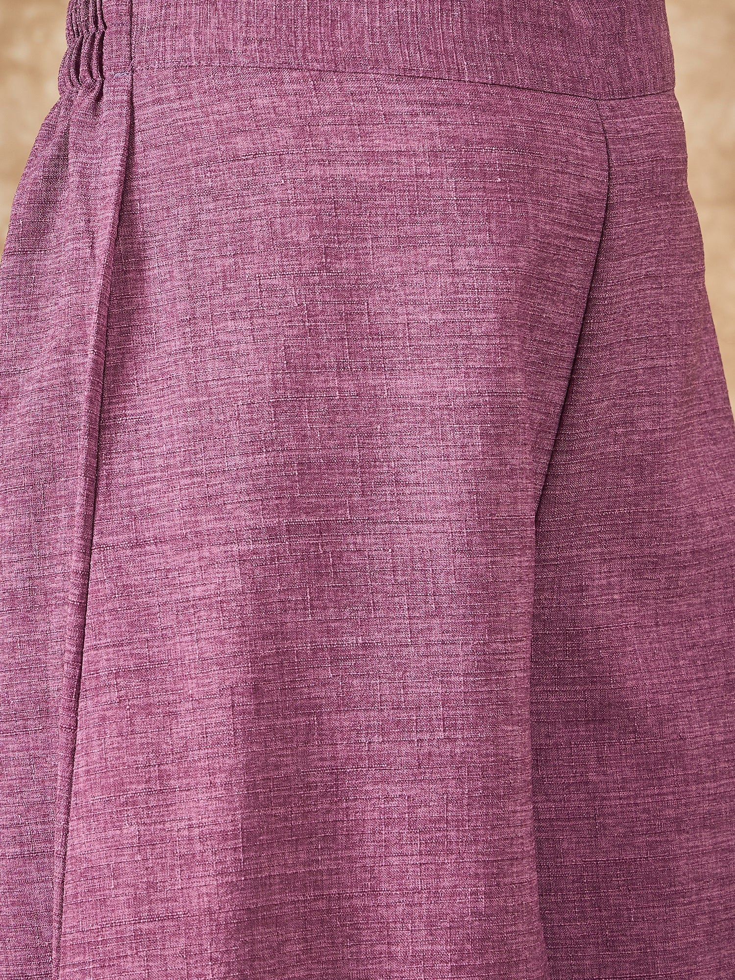 InWeave Dusty Mauve Side Asymmetric Kurta Set - Swadesiicart