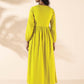 trueBrowns Lime Cotton Dobby Flared Dress | Swadesiicart