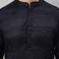 Even Apparels Black Pure Cotton Kurta With Band Collar | Swadesiicart