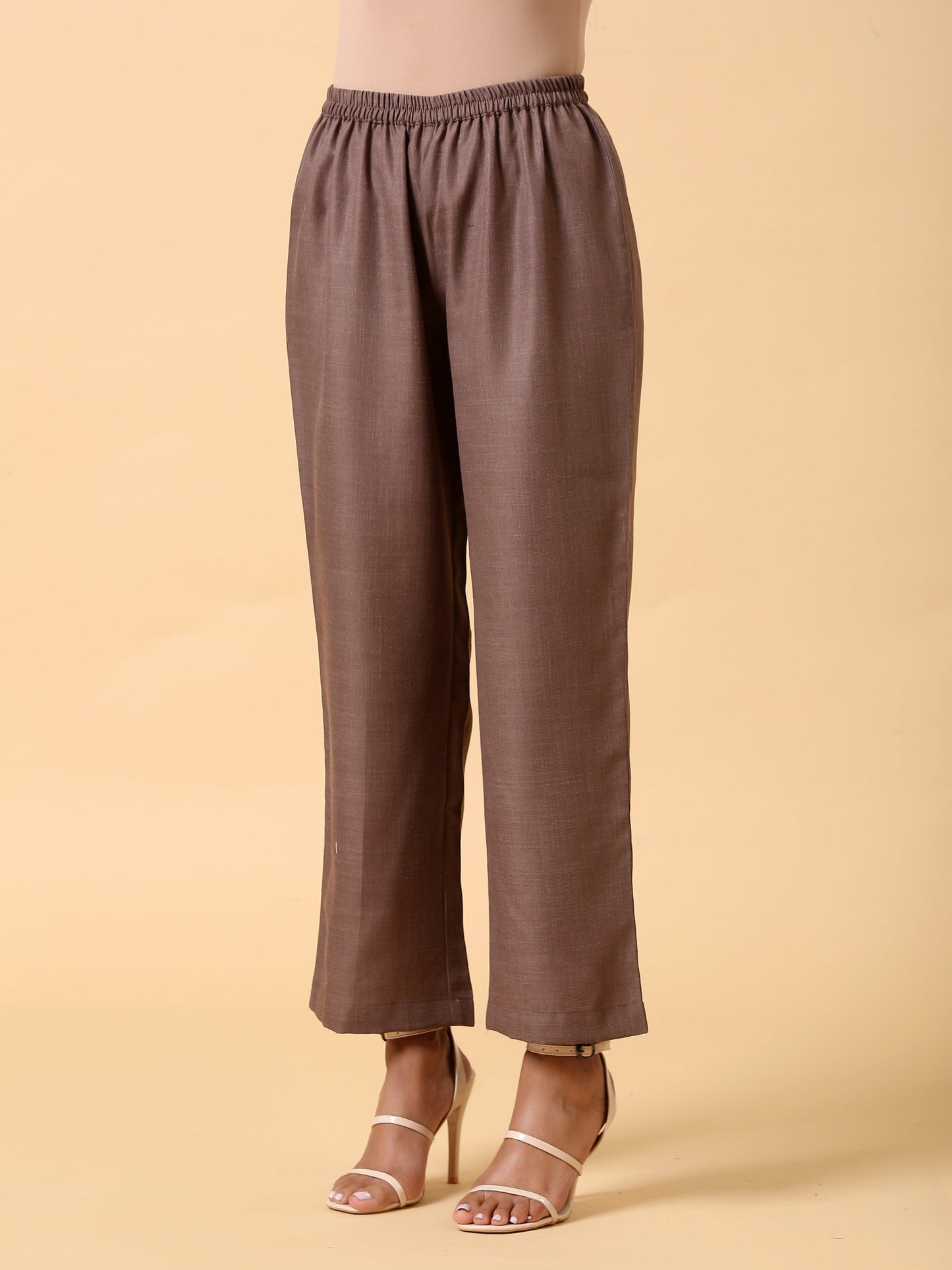 trueBrowns Cotton Linen Rust Red Kurta Pant Set | Swadesiicart