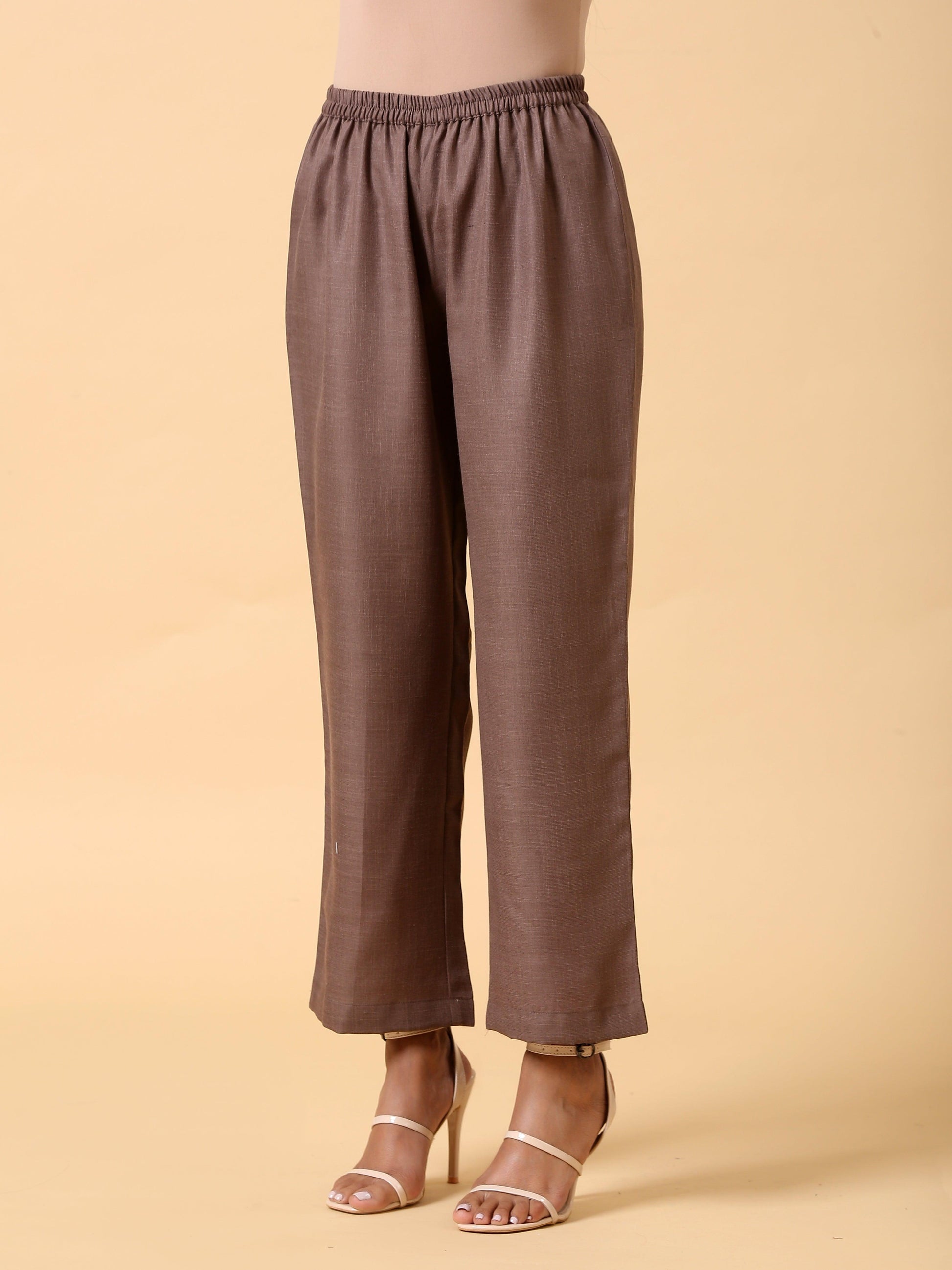 trueBrowns Cotton Linen Rust Red Kurta Pant Set | Swadesiicart
