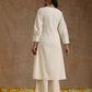 trueBrowns Ivory Gold Cotton Overlap Yoke Kurta Set | Swadesiicart