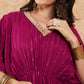 InWeave Women's Magenta Lurex V Neck Gota Kaftan Style Kurta Set - Swadesiicart
