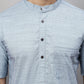 Even Apparels Blue Pure Cotton Kurta With Band Collar | Swadesiicart