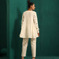 trueBrowns Ivory Blue Floral Cotton Flared Co-ord Set - Swadesiicart
