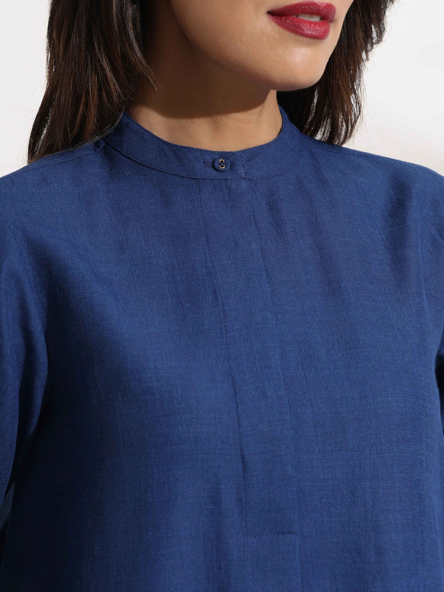 trueBrowns Blue Slub Kurta Set | Swadesiicart