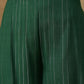 InWeave Women's Pine Green Lurex Flared V Neck Kurta Palazzo Set - Swadesiicart