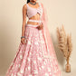 House of Panchhi Rose Gold Chinon Sequins And Zarkan Embroidery Lehenga Choli & Dupatta | Swadesiicart
