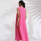 trueBrowns Pink Cotton Embroidered Flared Dress | Swadesiicart