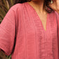 trueBrowns Coral Cotton Dobby Front Slit Dress | Swadesiicart