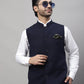 Even Apparels Men's Blue Pure Wool Nehru Jacket | Swadesiicart