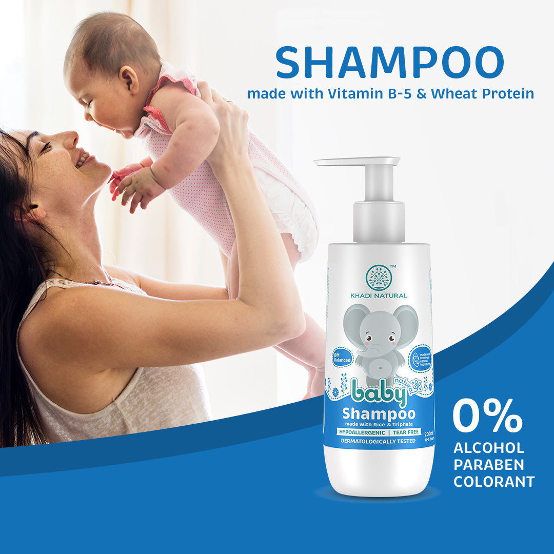 Khadi Natural Baby Hair Cleanser Made with Rice and Triphala, Tear-free Baby Shampoo - 200ml