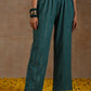 trueBrowns Deep Sea Gold Cotton Kalidar Kurta Set | Swadesiicart