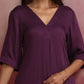 trueBrowns Purple Modal Pleated Kurta Set | Swadesiicart