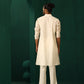 trueBrowns Men's Ivory Peach Cotton Kurta | Swadesiicart