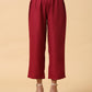 trueBrowns Cotton Linen Maroon Sleeveless Kurta Pant Set | Swadesiicart