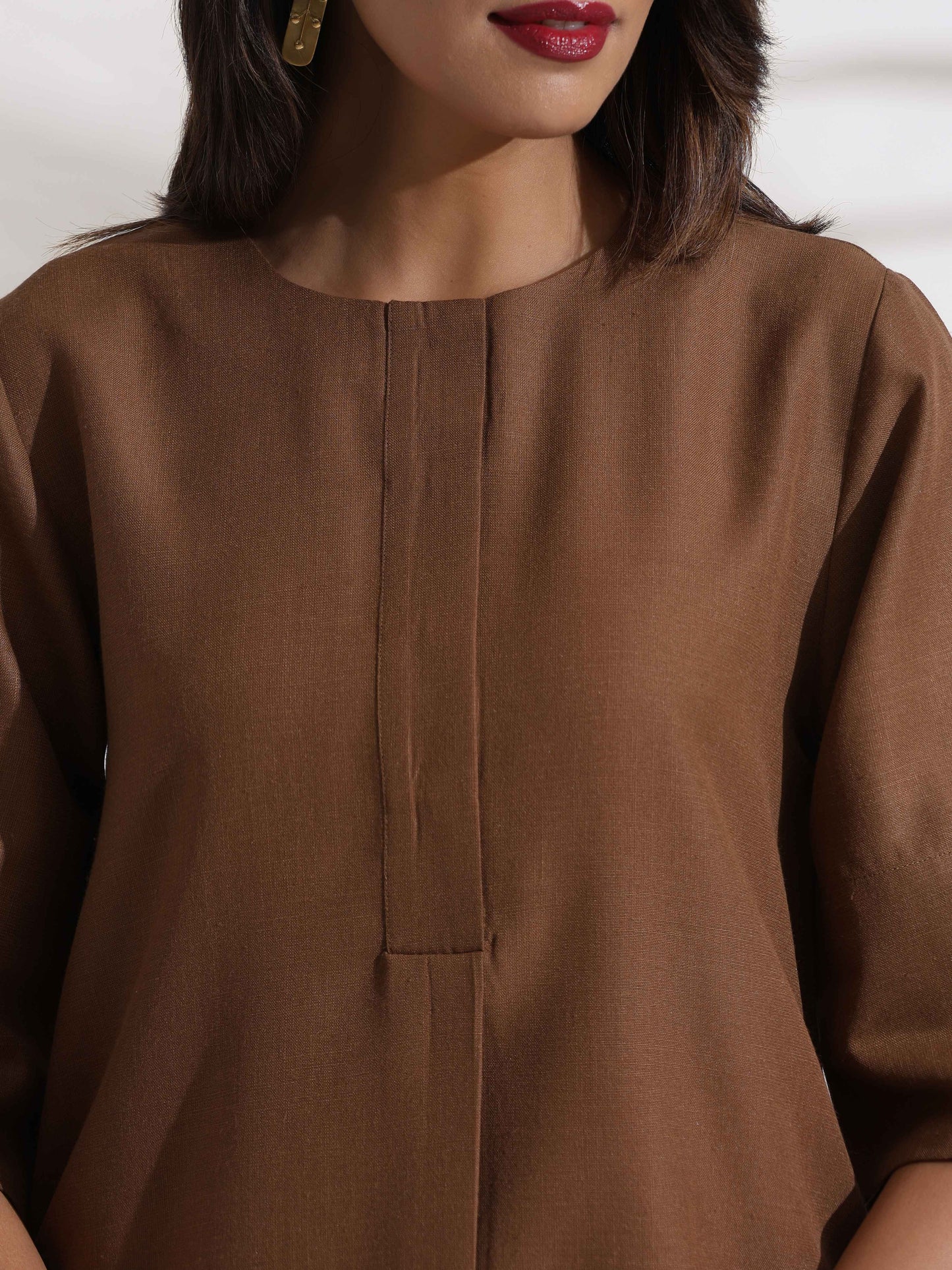 trueBrowns Brown Slub Co-ord Set - Swadesiicart