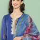 InWeave Women's Ink Blue Organza Sleeve Kurta Set W Blue Fuchsia Or Dupatta - Swadesiicart