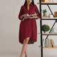 trueBrowns Maroon Short Collared Dress | Swadesiicart