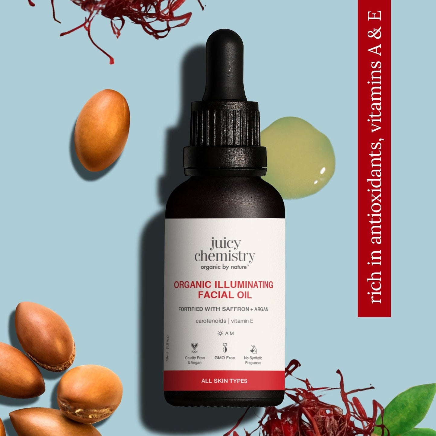 Organic Illuminating Facial Oil Fortified with Saffron + Argan