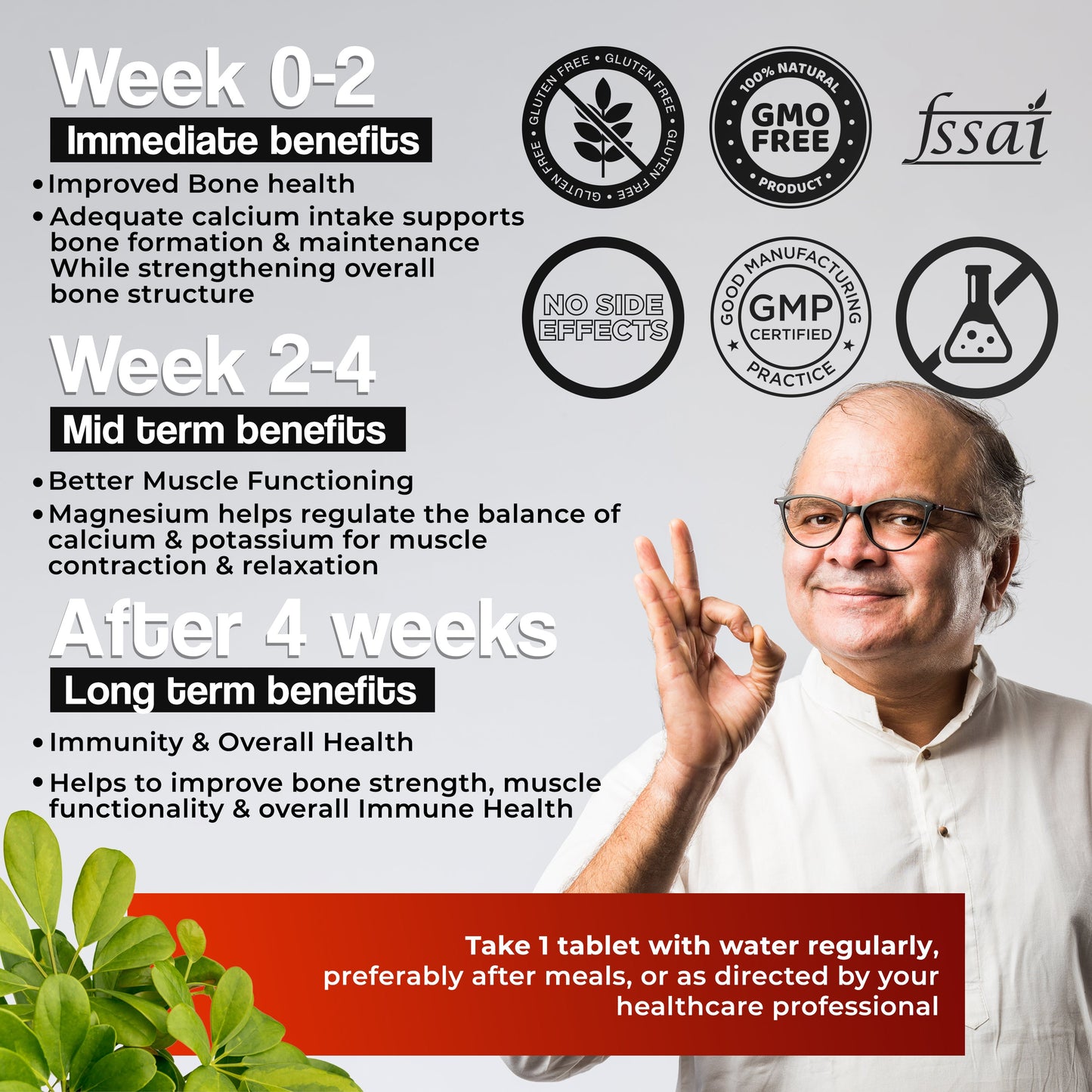 Health Veda Organics Calcium Magnesium & Zinc Vitamin D3 & B12 Tablets - Swadesiicart