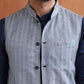 trueBrowns Men's Blue Chanderi Reversible Nehru Jacket | Swadesiicart
