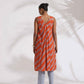 trueBrowns Orange Cotton Print Sleeveless Kurta Set | Swadesiicart