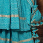 Pomcha Jaipur Neelkari Blue Cotton Anarkali Set | Swadesiicart