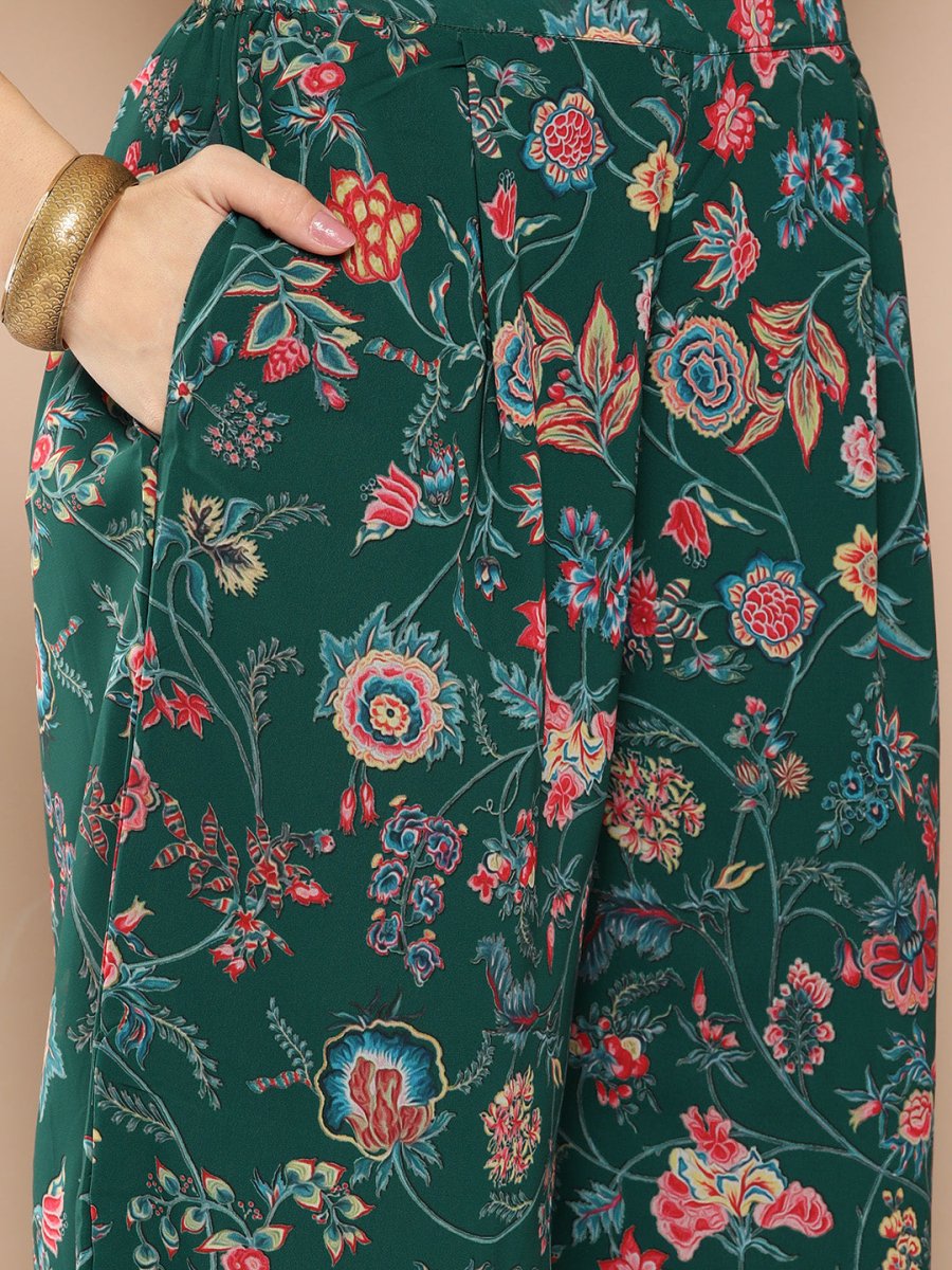 Ahalyaa Women Floral Printed Regular Gotta Patti Kurta with Palazzos | Swadesiicart