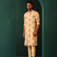trueBrowns Men's Beige Floral Bunch Muslin Silk Printed Long Kurta | Swadesiicart