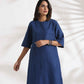 trueBrowns Blue Slub Dress | Swadesiicart