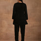 trueBrowns Black Velvet Embroidered Relaxed Co-ord Set - Swadesiicart