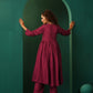 trueBrowns Maroon Silk Angrakha Kurta Pant Set | Swadesiicart
