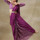 trueBrowns Purple Bandhani Printed Silk Ready to Wear Saree with Belt | Swadesiicart